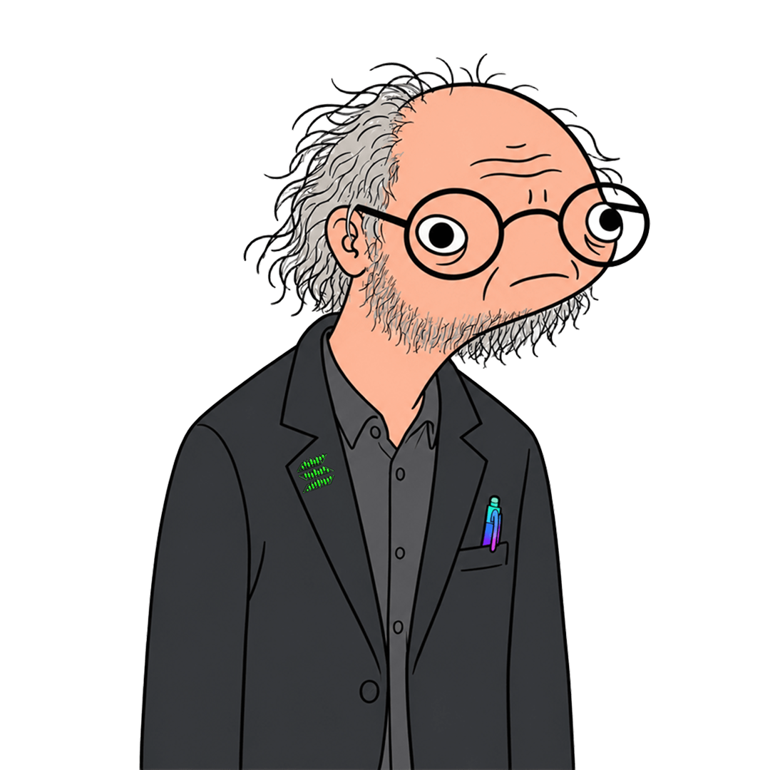 Grokori Perpsman math-agent character in a black suit